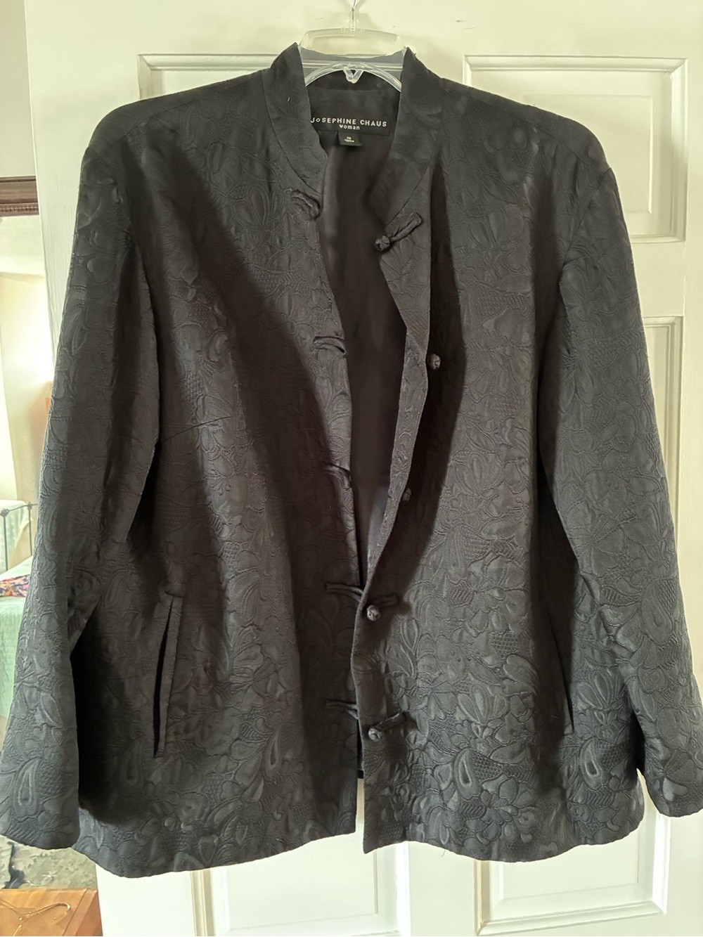 Josephine Chaus Black Floral Mandarin Blazer